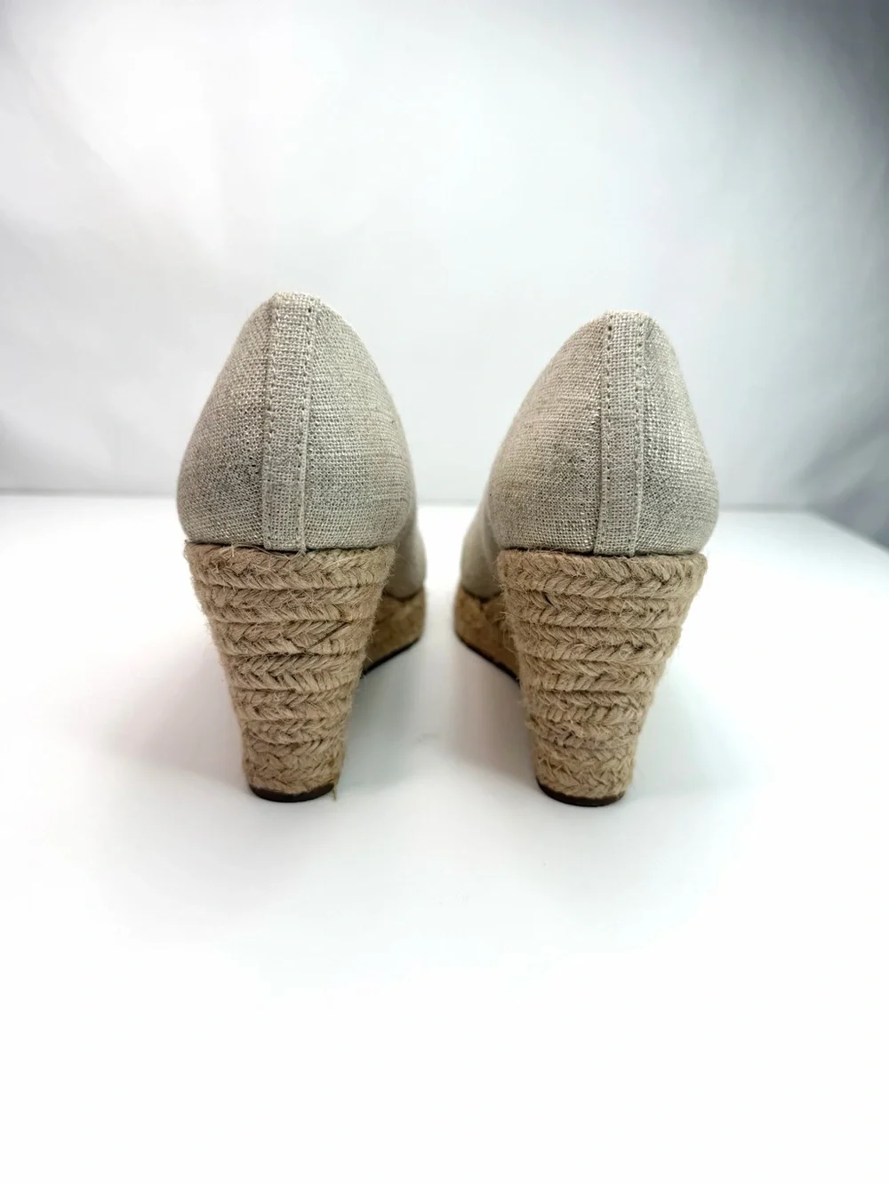 J. Crew Tan Metallic Canvas Woven Seville Espadrille Wedge Pumps
